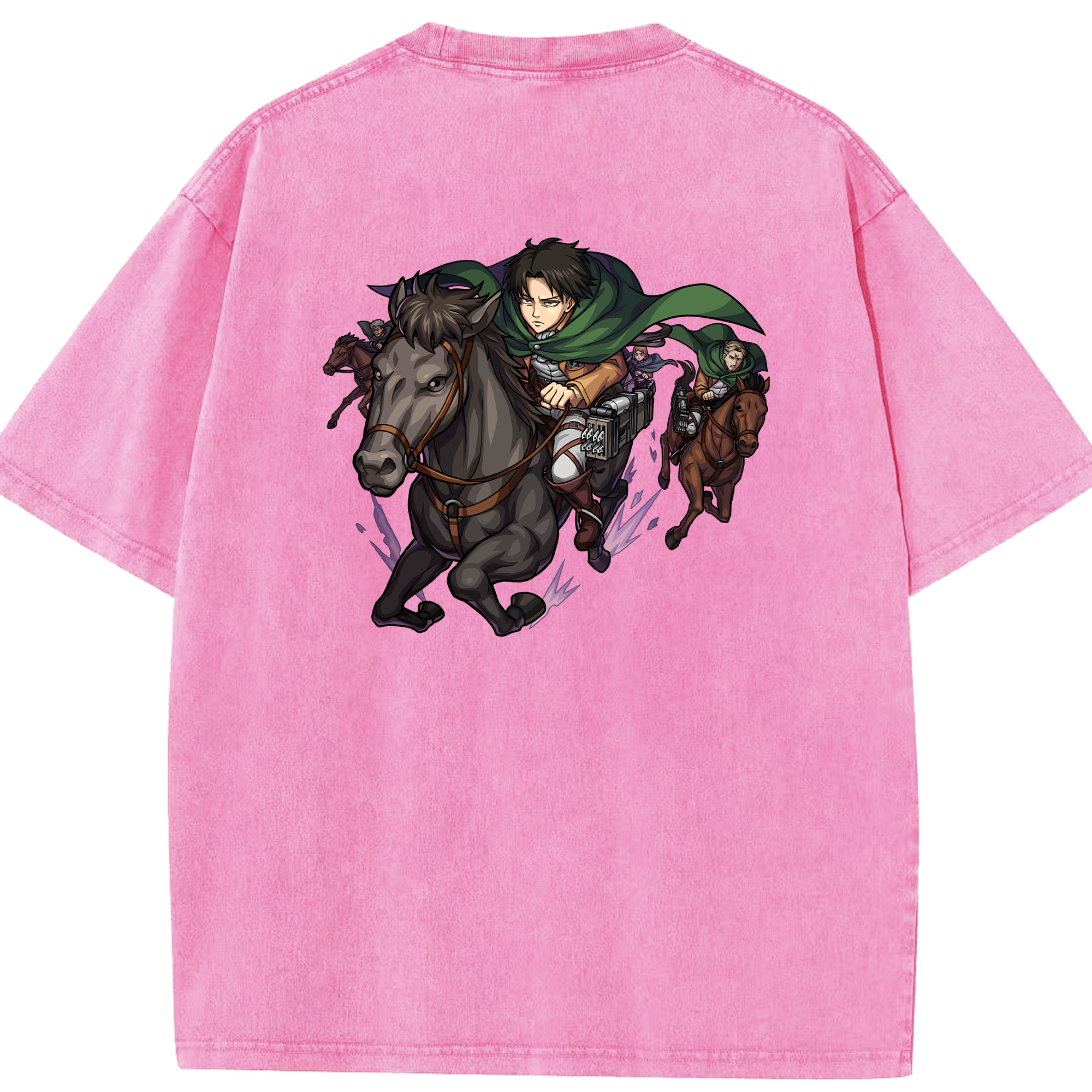 （画像用） 進撃の巨人 リヴァイ·アッカーマン Attack on Titan Levi Ackerman 綿100% ヴィンテージ風 半袖Tシャツ（背面プリント）